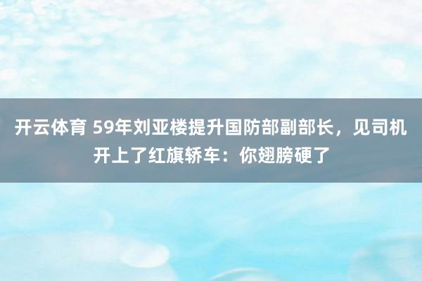 开云体育 59年刘亚楼提升国防部副部长，见司机开上了红旗轿车：你翅膀硬了
