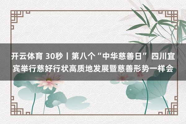 开云体育 30秒丨第八个“中华慈善日” 四川宜宾举行慈好行状高质地发展暨慈善形势一样会
