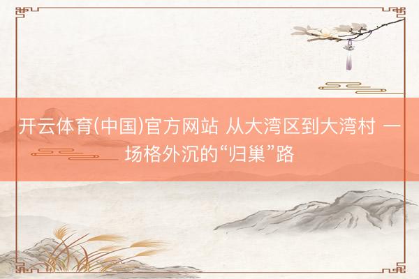 开云体育(中国)官方网站 从大湾区到大湾村 一场格外沉的“归巢”路