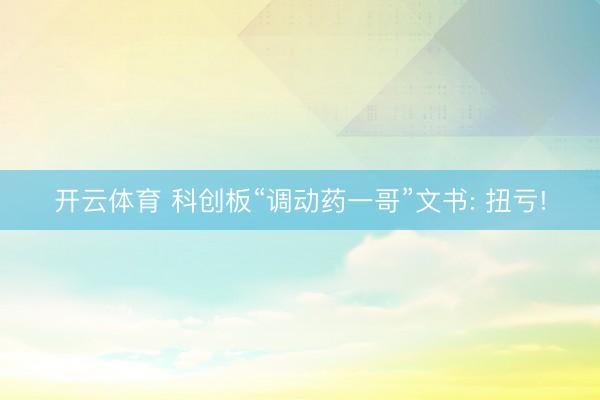 开云体育 科创板“调动药一哥”文书: 扭亏!