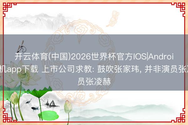 开云体育(中国)2026世界杯官方IOS|Android手机app下载 上市公司求教: 鼓吹张家玮， 并非演员张凌赫