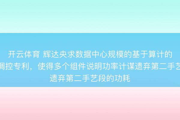 开云体育 辉达央求数据中心规模的基于算计的功率预留调控专利，使得多个组件说明功率计谋遗弃第二手艺段的功耗