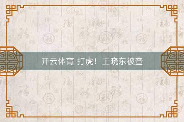开云体育 打虎！王晓东被查