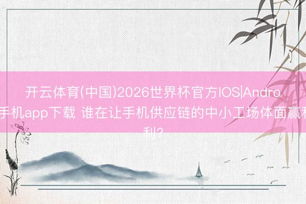 开云体育(中国)2026世界杯官方IOS|Android手机app下载 谁在让手机供应链的中小工场体面赢利？
