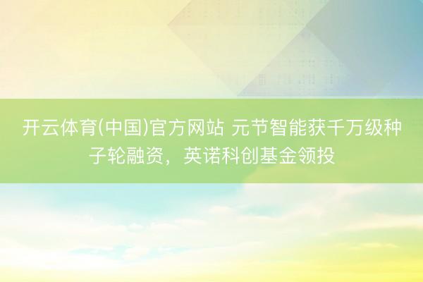 开云体育(中国)官方网站 元节智能获千万级种子轮融资，英诺科创基金领投