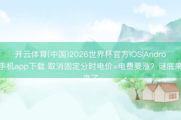 开云体育(中国)2026世界杯官方IOS|Android手机app下载 取消固定分时电价=电费要涨？谜底来了