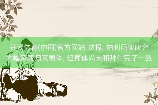 开云体育(中国)官方网站 球报: 帕利尼亚应允大幅降薪归来葡