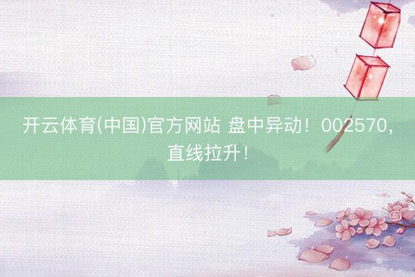 开云体育(中国)官方网站 盘中异动！002570，直线拉升！