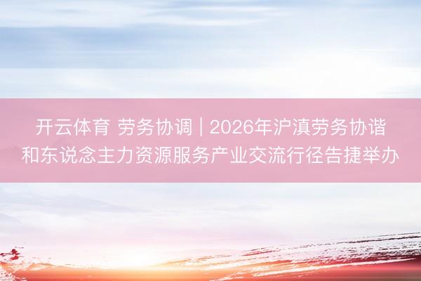 开云体育 劳务协调 | 2026年沪滇劳务协谐和东说念主力资源服务产业交流行径告捷举办