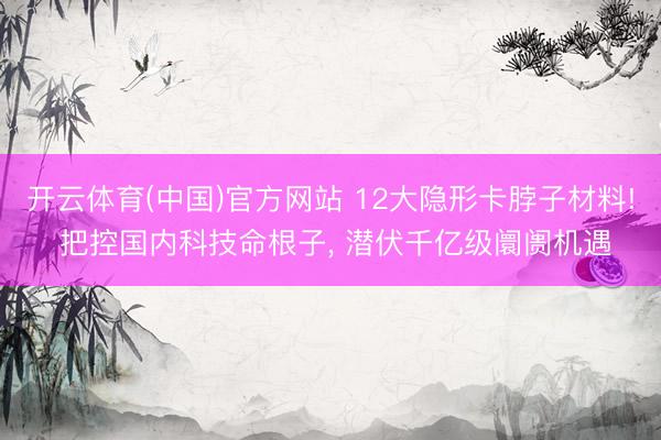 开云体育(中国)官方网站 12大隐形卡脖子材料! 把控国内科技命根子， 潜伏千亿级阛阓机遇